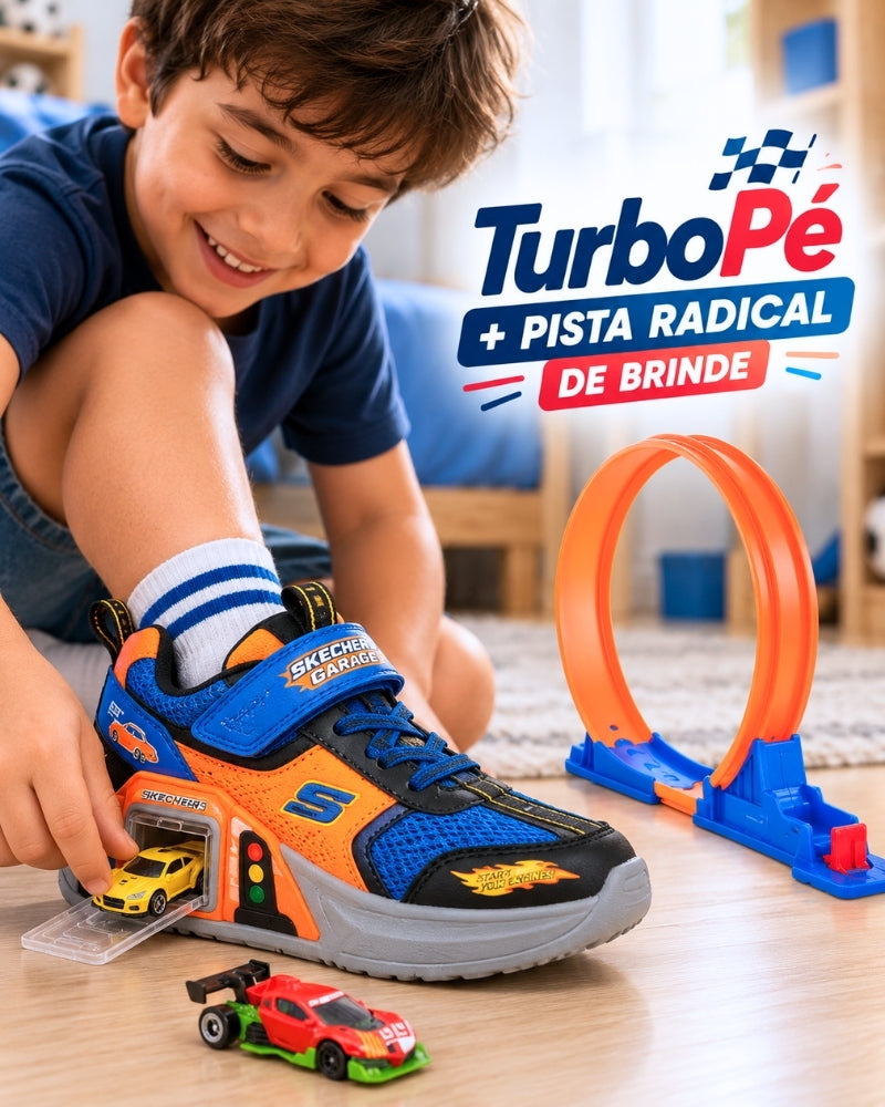 TurboPé – Tênis com Garagem de Carrinho + Pista Radical