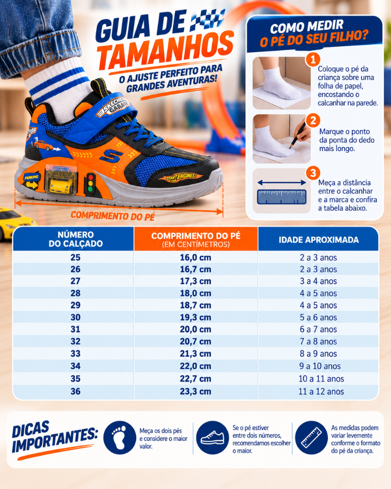 TurboPé – Tênis com Garagem de Carrinho + Pista Radical