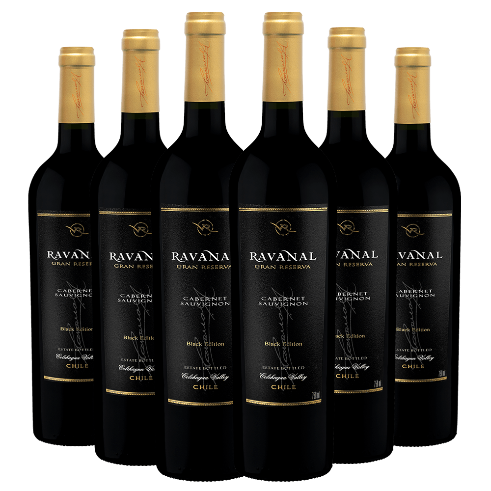 Kit Caixa Fechada 6 Garrafas Vinho Ravanal Gran Reserva Cabernet Sauvignon